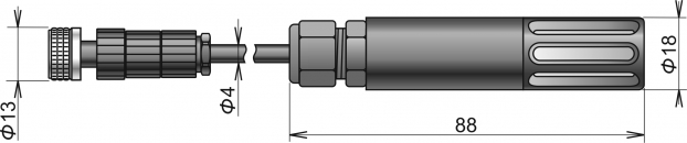 Digitale Temperatur-/Feuchtigkeitssonde DIGIL/E-5, ELKA-Stecker, Kabel 5 Meter