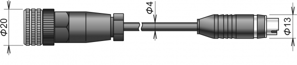 Verlängerungskabel für CO2-Sonde, M12/MiniDin-Stecker, Kabel 2 Meter