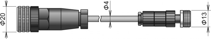 Verlängerungskabel für CO2-Sonde, M12/M8-Rundsteckverbinder, Kabel 1 Meter