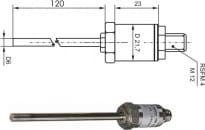 PTS380K/0 Temperatursensor mit Edelstahl-Anschlusskopf und Steckverbinder