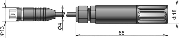 Digitale Temperatur-/Feuchtigkeitssonde DIGIL/M-5, MiniDin-Anschluss, Kabel 5 Meter